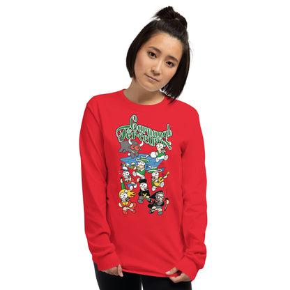 Azorean Carnival long sleeve shirt featuring colorful bailinhos design in red